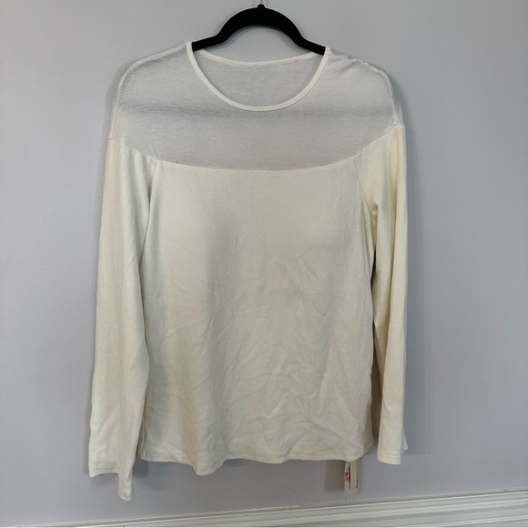 OGL Light Thermal Tencel Wool Sheer Shoulder Brami Top in Off-White Sz 2XL NWT - Picture 2 of 10